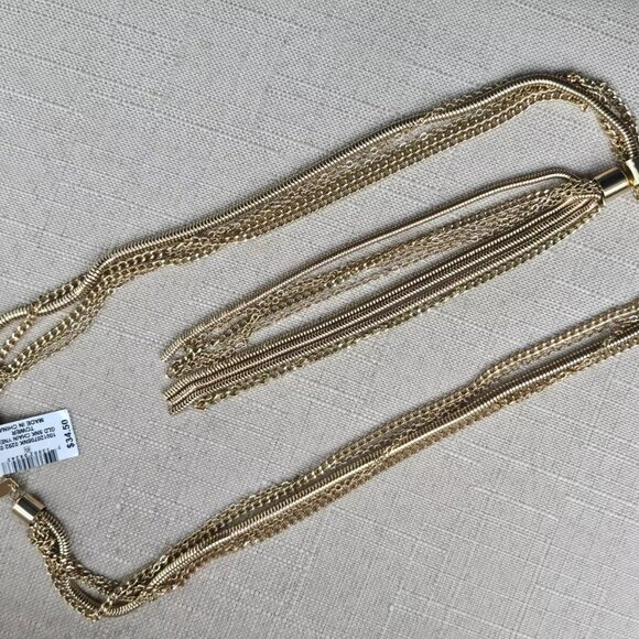 INC International Concept Women Necklace Gold Tone Yneck SNK Chain Long Tassel - Picture 9 of 11